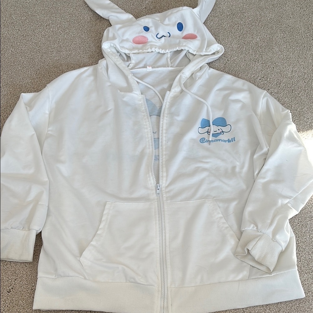 White Kids Hoodie with Cute Ears